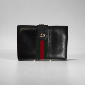 Vintage Gucci Black Leather Sherryline Kisslock Wallet